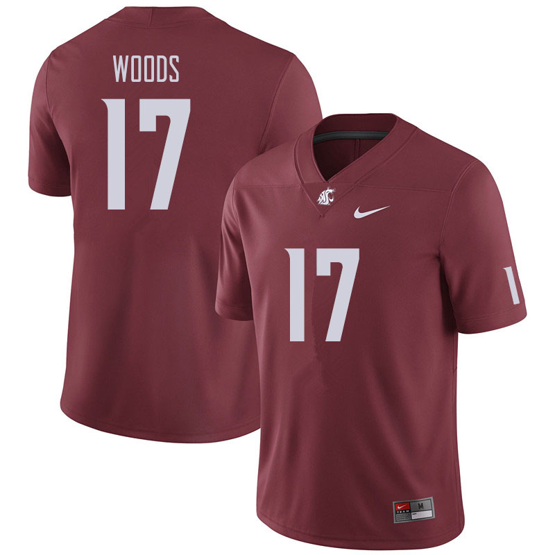 Men #17 Kassidy Woods Washington State Cougars Football Jerseys Sale-Crimson
